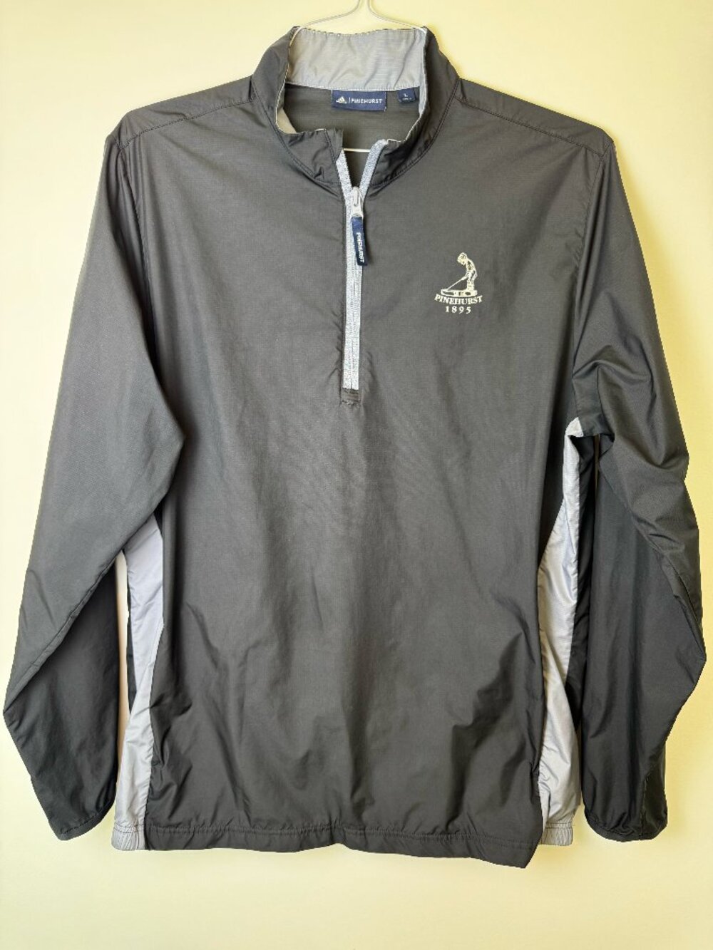 Adidas Pinehurst 1895 Golf Windbreaker Men’s Large Gray 1/4 Zip Pullover